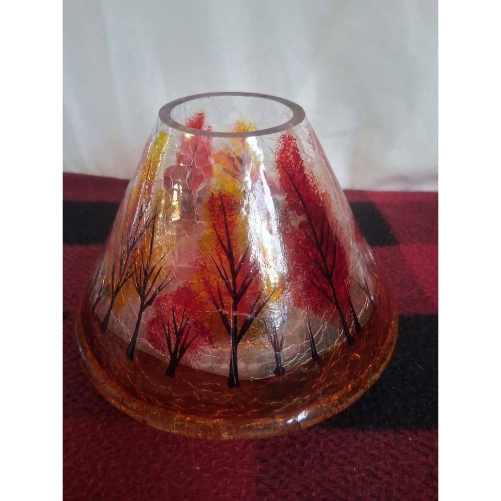 Yankee Candle Medium Autumn Trees Crackle Glass Shade Topper
